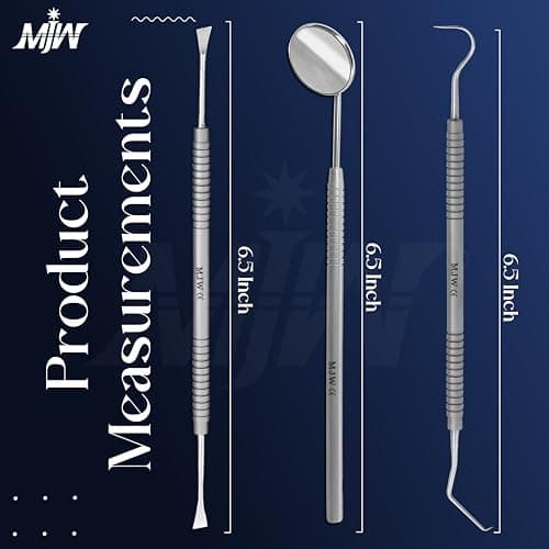 MJW 3Pcs Stainless Steel Oral Care Kit – Toothpick Mouth Mirror Precision Cleaning Tools with Durable Anti-Slip Handles for Personal Hygiene - Tooth Picks — view 2