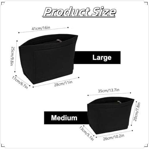HYEPNED Bag Wallet Insert Organizer, Multi-Pocket Felt Tote for Inserting Wallet, Folding Tote Bag Organizer Insert for Longchamp (Black, L) (L) — view 2