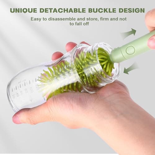Baby Bottle Brushes for Cleaning Baby Bottle Cleaner Brush Travel Steriliser for Baby Travel Essentials with Silicone Bottle/Nipple/Straw Brush Soap Dispenser Drying Rack (Green) — view 4