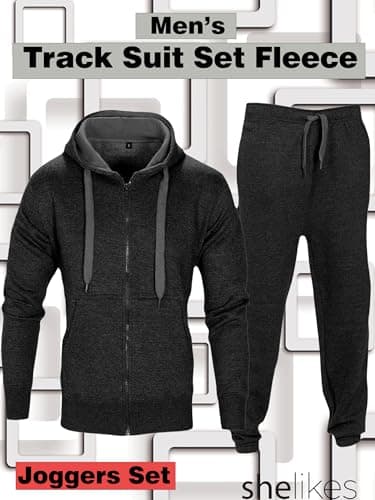 shelikes Mens Track Suit Set Camouflage Fleece Army Hooded Hood Top Joggers Bottom Tracksuit Sweatsuit Jogging Joggers Set — view 2