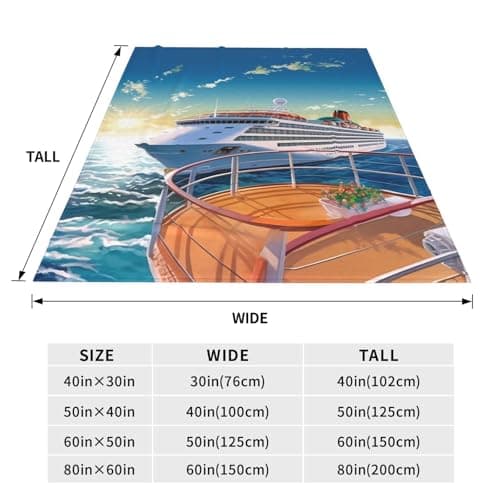 Fleece Blanket Summer Sea Cruise Throw Blankets for Couch & Bed 40"x30",Luxury Plush Cozy Flannel Blanket,Ultra-Soft Warm Lightweight Throw Blanket for All-Season Travel Camping — view 3