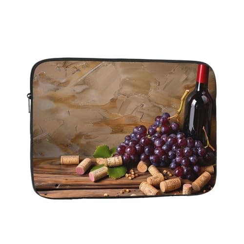 ULKMFFCF 12 inch Laptop Sleeve with Wine Bottle Corks Grapes Printed Shockproof Laptop Case Cover Bag for School Travel Office