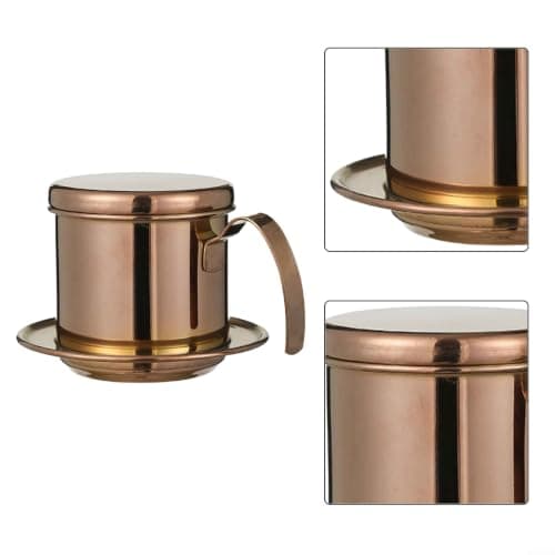 Vietnamese Coffee Filter 304 Stainless Steel Gold Stovetop for moka Pot 304 Steel Compact Design Portable Coffee Maker for Travel Camping Gold Small Coffee Press 10.5cm High Density Filter Drip Coffee — view 4