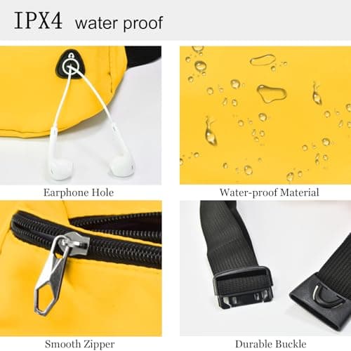Rosoz Bum Bag, Belt Bag Women's Bum Bag Men's Gifts Sports Waist Bags for Outdoor Travel Running Bicycle, yellow, Pocket umbrella — view 4