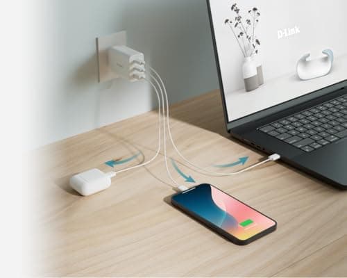 D-Link DCP-651 65W GaN Fast Charger – 2 x USB-C & 1 x USB-A Compact Travel Adapter with Interchangeable Plugs (UK/EU/US/AU) – PD 3.0 & QC 4.0, Multi-Device Charging Block — view 2