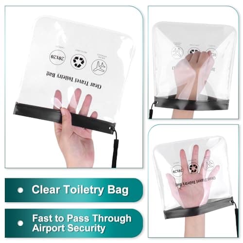 Clear Toiletry Bag 2 Pack, 20x20cm Airport Security Liquids Bags, Airline Approved Waterproof TSA Makeup Organiser, Leakproof Travel Wash Bags for Hand Luggage, Holiday Essentials for Women Men — view 6