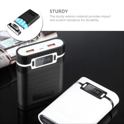SHINEOFI Portable 4-slot 18650 Battery Charger Case with Dual USB Output and Display Screen, Detachable Design Power Bank Box for Outdoor Activities and Travel, Abs Material, Fast Charging — view 3