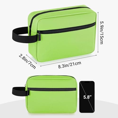 Elviros Travel Toiletry Bag for Women and Men, Lightweight Makeup Bag Hanging Dopp Kit with Shaving Compartment Cosmetic Organizer Small Tool Bag Travel Essentials, Gifts for Men & Women, Neon Green — view 5