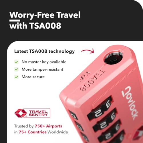 TSA Luggage Locks with Alert Indicator – 4-Digit Travel Padlocks with Flexible Cables for Suitcases, Backpacks & More – Suitcase Locks, 2-Pack, Pink — view 6