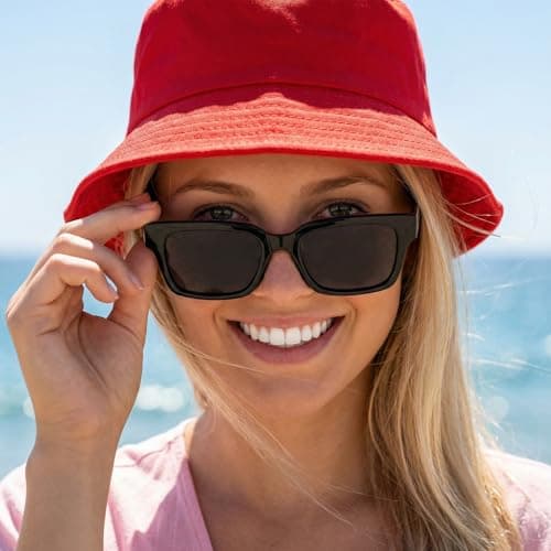 Geukmun Bucket Hat Unisex Cotton Sun Protection Summer Beach Outdoor Fishing Travel Hat UV Packable Red — view 5