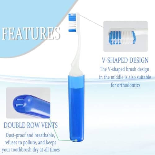 XFentech 4 Pieces Travel Toothbrush - Portable Toothbrush with Soft Bristles, Camping, Travel Mini Folding Toothbrus for Children Adult Oral Care (Pink, Blue, Green, Orange) — view 3
