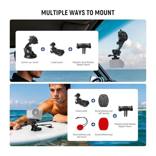 NEEWER 35 in 1 Action Camera Pro Accessories Kit Compatible with DJI Osmo Action 5 Pro 4 3 GoPro, Quick Release Adapter Mount for Diving Hiking Motorcycling Mountain Cycling Skiing Surfing Vlog, GP-51 — view 5