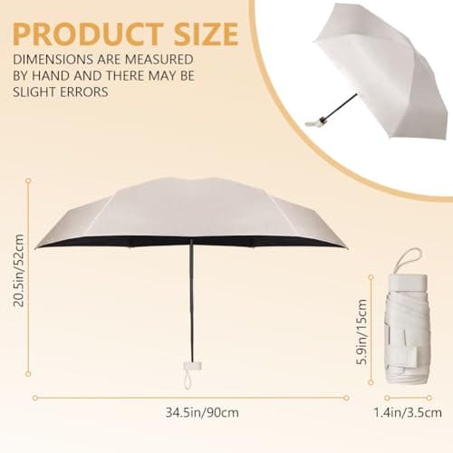 Aolso Travel Umbrella - 6 Ribs Mini UV Folding Sun Umbrella, Windproof Rain Protection With Capsule Case, Portable Pocket Size for Men Women (White) — view 2