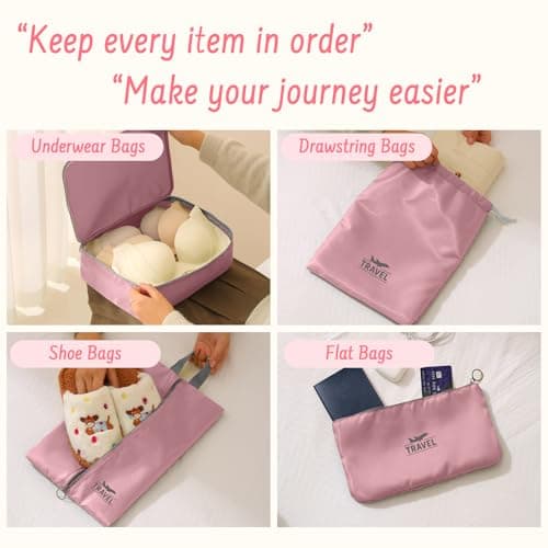 MOFELON 8PCS Packing Cubes for Suitcase, Travel Luggage Organisers for Backpack, Waterproof Suitcase Organiser Bags, Travel Essentials Accessories - pink — view 4