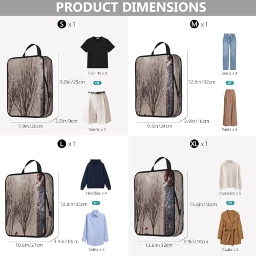 Winter Landscape Print 4 Set Expandable Packing Organizers For Luggage Suitcase Travel Accessories — view 3