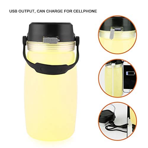 NinGYiYan Solar Charger Water Bottle, Power Bank, LED Lamp, 600ml Large Capacity, Adjustable Light, USB Interface for Outdoor Activities (Yellow) — view 3