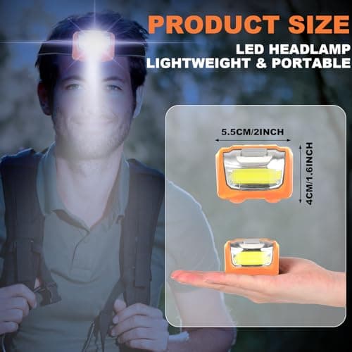 Macarrie 18 Pack LED Headlamps Bulk, Ipx4 Waterproof 3 Modes, Orange — view 2