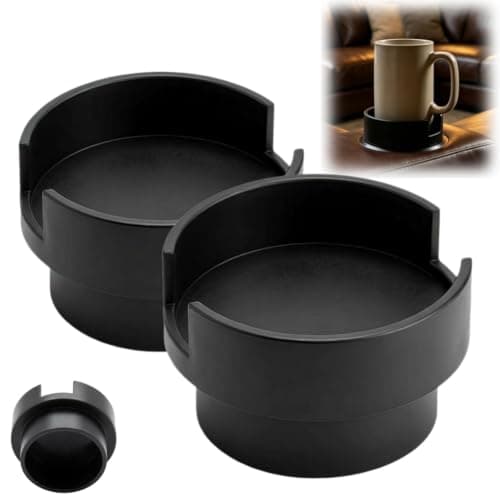 2PCS Universal Sofa Cup Holder Adapter, Expandable Sofa Part,Expandable Insert for Mugs & Wine Glasses, Spill-Free Drink Storage for Sofas Recliner Couch Armrest,Home Decor (Black,3.15" x 3.62")