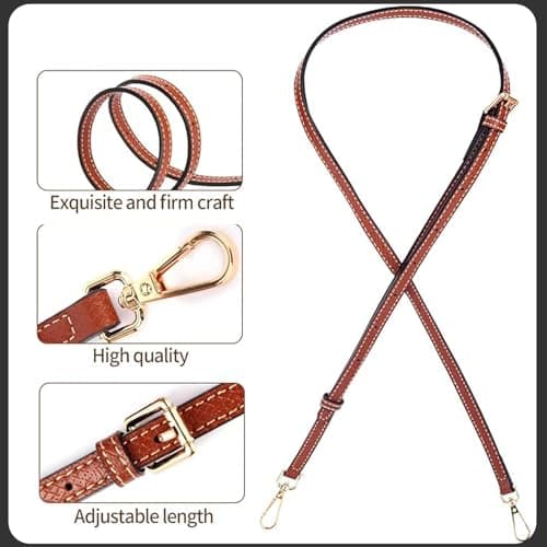 YUNYU No-Punch Leather Crossbody Strap for Mini Bags, 1.2cm Wide, 100-120cm Adjustable Length, with 2 Adapters — view 3