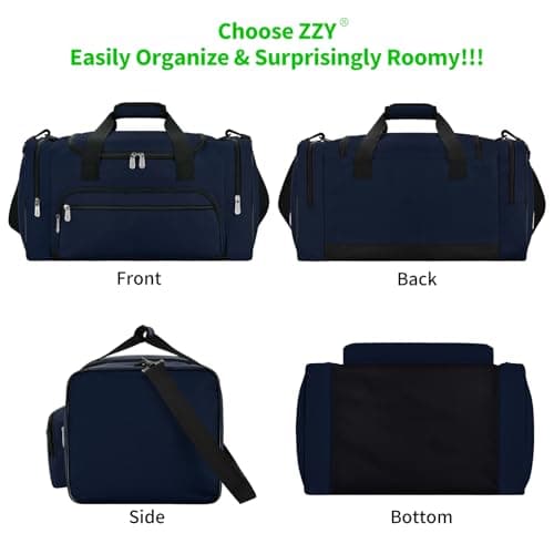 ZZY Gym Duffle Bag, 40L Sports Holdall, Navy Blue — view 5