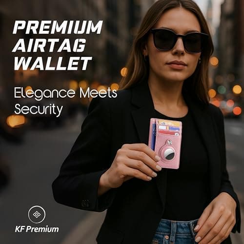 KF-Premium AirTag Wallet for Women, RFID Blocking Card Holder, Slim, Pink — view 3