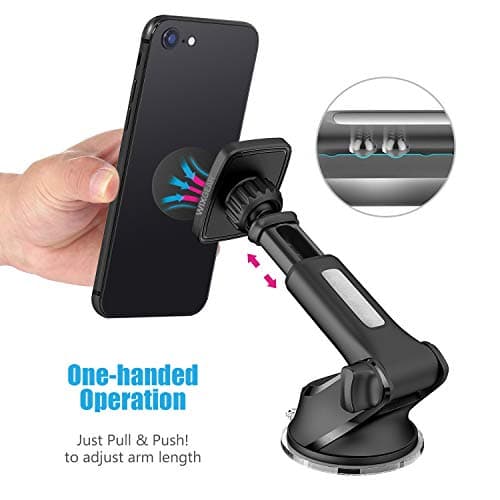 WixGear Magnetic Phone Car Mount, Universal Magnetic Car Mount Holder, Windshield Mount and Dashboard Mount Holder for Cell Phones and Tablets with Long Arm – (New Telescopic Arm) — view 5