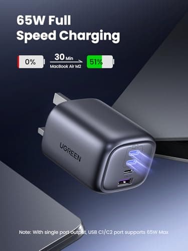 UGREEN USB C Plug 65W Nexode 3C1A Foldable Plug GaN Travel Charger — view 3