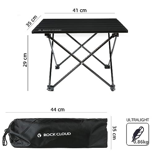 ROCK CLOUD Portable Camping Table Ultralight Aluminum Folding Beach Table Camp for Camping Hiking Backpacking Outdoor Picnic (Black, Small) — view 3