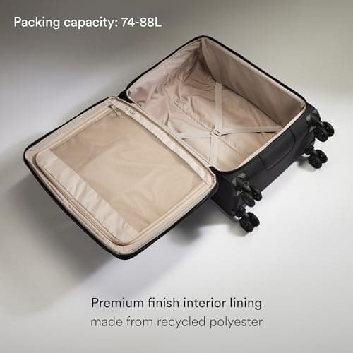 ANTLER - Soft Stripe 2.0 Medium Suitcase - Adjustable Handle, 4 Spinner Wheels, Lightweight, TSA Lock - Recycled Polyester Luggage - 71cm, Black — view 5