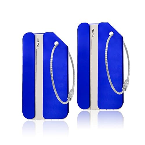 Aluminum Luggage Tag for Luggage Baggage Travel Identifier By Ovener (Blue 2 Pcs)