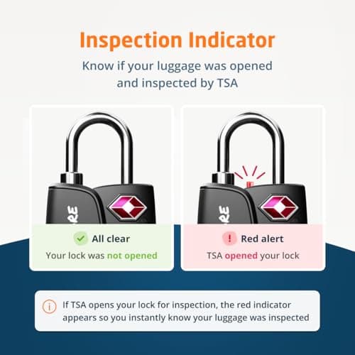2-Pack TSA Approved 3-Digit Luggage Locks with Open Alert Indicator for Travel Suitcases & Baggage | Luggage Locks | TSA Locks | Black — view 4