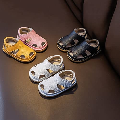 Momolaa UK 12-18 Months Baby Sandals Infant Toddler Boy Closed Toe Summer Breathable Barefoot Sandals Flat Anti Slip First Walking Shoes for Outdoor Water Sports 003_Yellow — view 3