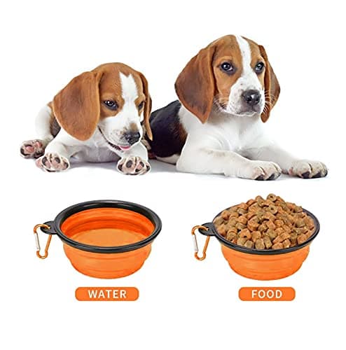 Collapsible Dog Bowl,Collapsible Dog Water Bowls for Cats Dogs, Portable Pet Feeding Watering Dish,Portable Dog Water Food Bowl with Carabiner (Small(350ML), Orange) — view 5
