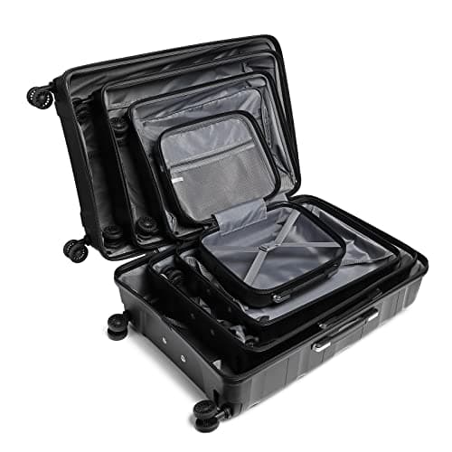 Kono Suitcase Set of 4, Lightweight PP Travel Case & Suitcases for Every Journey, Hard Shell Luggage with Spinner Wheels, TSA Lock & YKK Zips, Cabin to Large Sizes, Black — view 6
