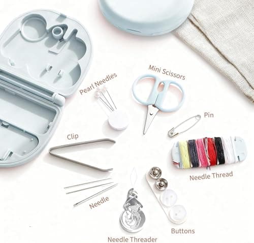 2 PCS Mini Travel Sewing Kit, Portable Emergency Pocket Sewing Kit with Needles, Threads, Scissors, Buttons, Tweezers, Needle Threader, Compact DIY Repair Set for Clothes, Accessories, Beginners, — view 5