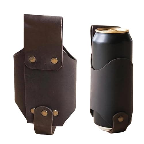 Leather Beer Belt Holster,Portable Belt Bottle Holder,Beer Holster Belts Accessories, Grilling Camping Beer Gifts for Men Father’s Day Christmas Beer Drinkers/Lovers,Cowboy Accessories for Men