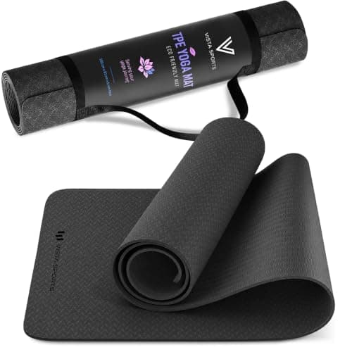 Non-Slip 6mm TPE Yoga Mat with Carry Strap for Home, Gym & Travel