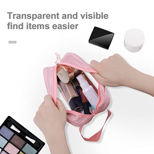 Clear Toiletry Bag, Clear Makeup Bags Waterproof Travel Toiletry Bag PVC Traveling Accessories Organizer Wash Bag Portable for Women Men (M-Pink) — view 6