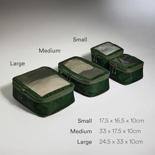ANTLER - Compression Packing Cubes, Set of 4 Essential Packing Cubes for Suitcases and Backpacks - Holiday, Travel & Accessories Organiser, Easy Clothes and Shoe Storage - Antler Green — view 3