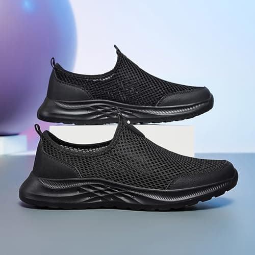 Men Summer Mesh Breathable Hiking Shoes Comfortable Walking Shoes Outdoor Travel Shoes Fashion Casual Sports Shoes Mens Lite Adapt 3 Sneaker Athletic Slip on Shoe (Black, 9) — view 3
