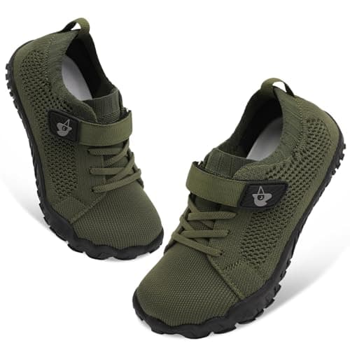 JOINFREE Kids Wide Sneakers Hiking Shoes Girls Boys Breathable Walking Shoe Toddlers Tennis Sneaker ArmyGreen UK Child 10 Child