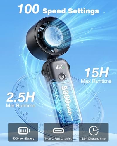 Spopal Rechargeable Handheld Fan with Ice Cooler for Travel Commuting — view 3