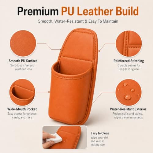 PU Leather Car Door Cup Holder，Red — view 6