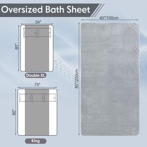 SmoothNovelty 4 Pack 40 x 80 Inch Jumbo Extra Large Bath Sheet Towels Set, Oversized Quick Dry Coral Fleece Bath Sheet Absorbent and Soft Lightweight Towels for Home, Gym, Travel, Beach (Light Gray) — view 2