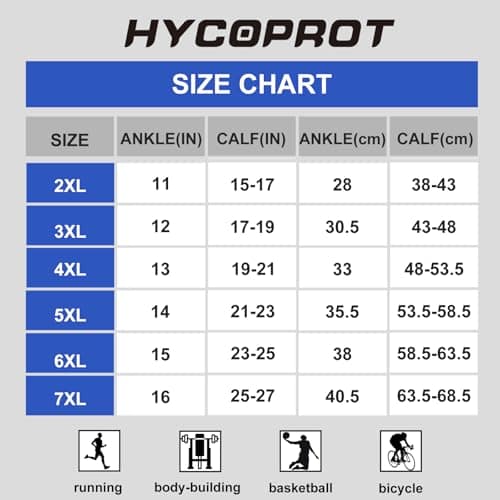 HYCOPROT Plus Size Compression Socks For Women Men Wide Calf Graduated Medical Support Stocking Knee High Pressure Sock Varicose Vein Swollen Legs Pregnancy Travel Flight 20-30 mmHg 1 Pairs Black 3XL — view 3