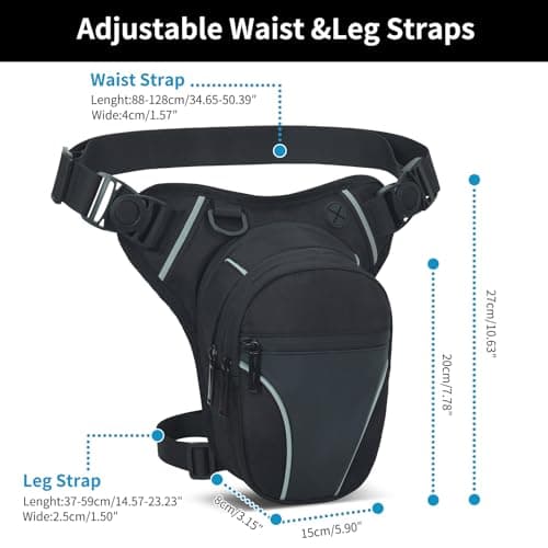 Tactical Bumbags Drop Leg Bag for Men Women Multifunctional Waist Pack for Motorcycle Bike Fanny Pack for Traveling Camping Hiking Cycling Motorcycling Fishing Crossbody Shoulder Pouch (Black#1) — view 6