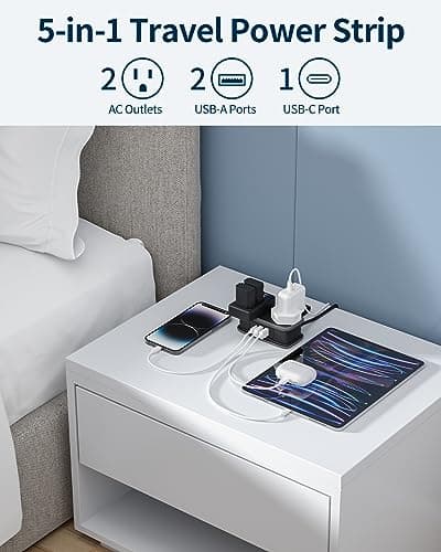NTONPOWER Travel Extension Lead, Cruise Essentials Extension Lead with USB Slots, 1.2M Extension Cord with 2 Way Outlets 3 USB（1 Type C) for Cruise Travel Essential Hotel Home Office Camping — view 5