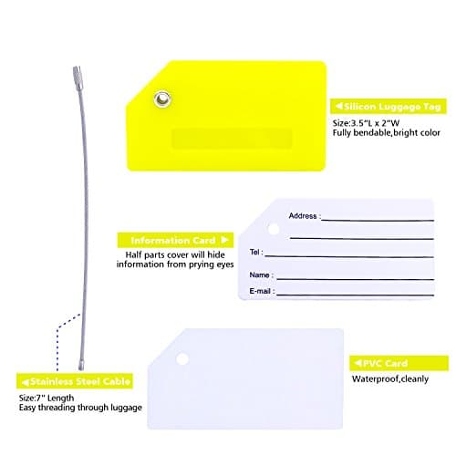 2PCS Silicone Luggage Tag with Name Card to Quickly Spot Luggage Yellow — view 2