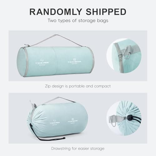 urnexttour Travel Pillow and Blanket Set Neck Pillows Soft Blankets with Sleep Mask Travel Essentials for Airplane Car Memory Foam Blue Green — view 2