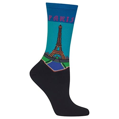 Hot Sox Women's Fun Travel & Cities Crew Socks-1 Pair Pack-Cool & Artistic Novelty Fashion Gifts, Paris (Dark Blue), 3.5-9 UK